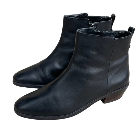 COACH Carmen Black Leather Booties Boots Zipper Pull Heel A01541 Women Size 9 B - Picture 2 of 16